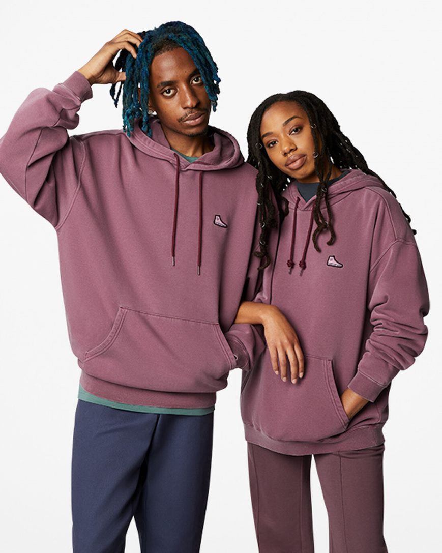 Women\'s Converse Go-To Sneaker Patch Loose Fit Pullover Hoodie Purple | AU C5139X